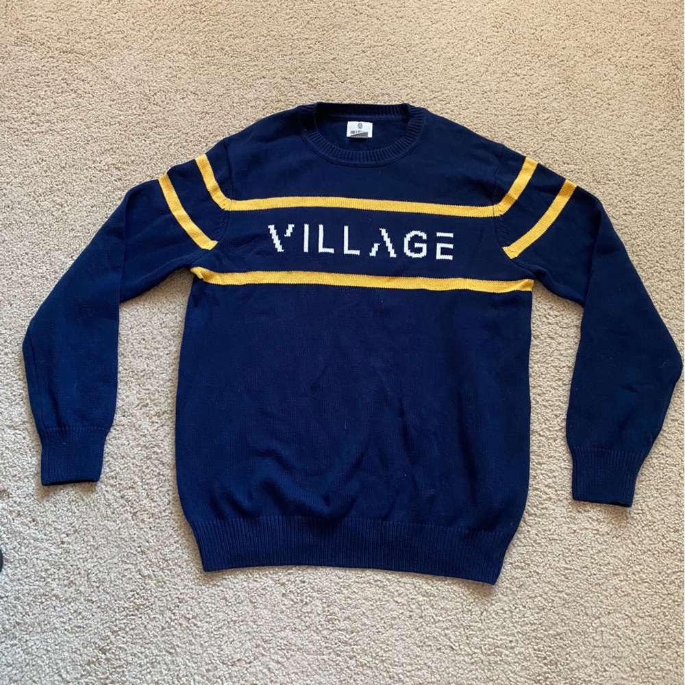 Hillflint Collegiate Oversized Grandpa Knit Crewneck Sweater Village XXLarge XXL